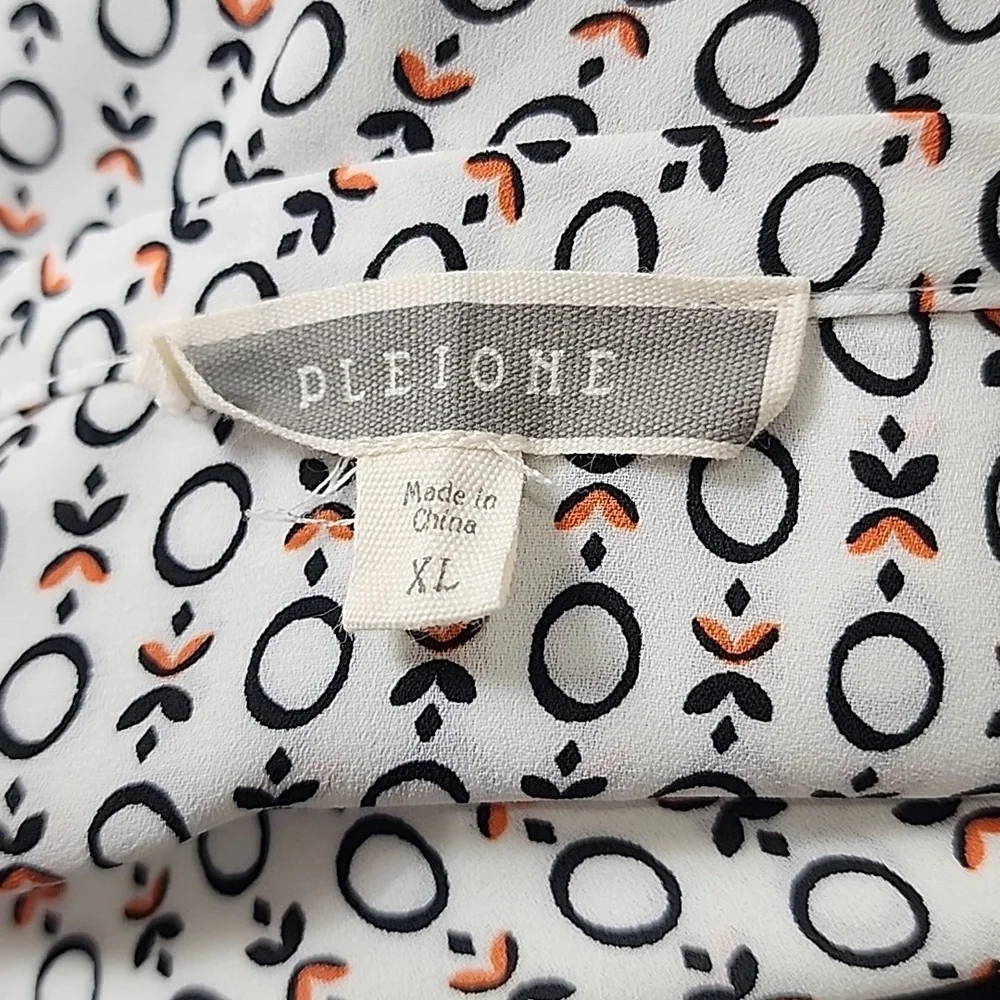 Pleione Long Sleeve All Over Pattern V-Neck Blouse - Picture 9 of 11